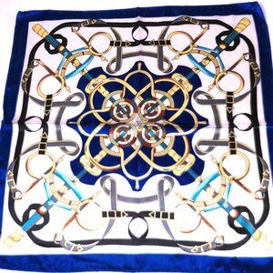 Scarf 19x19 Square Satin blue neckerchief classic